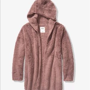 Victoria’s Secret pink teddy Sherpa Cardigan hoode